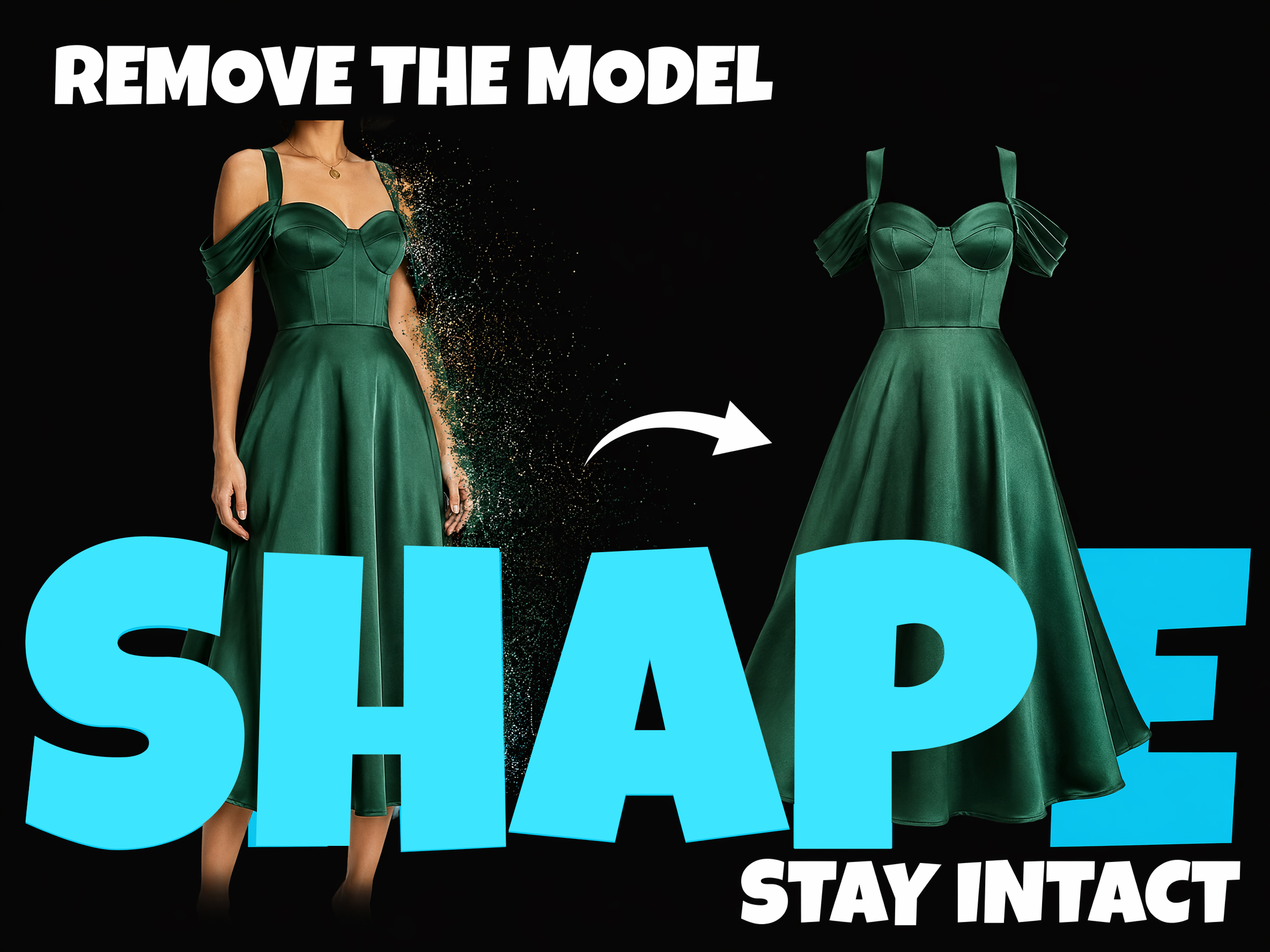 Ghost mannequin shot showing garment drape and fit