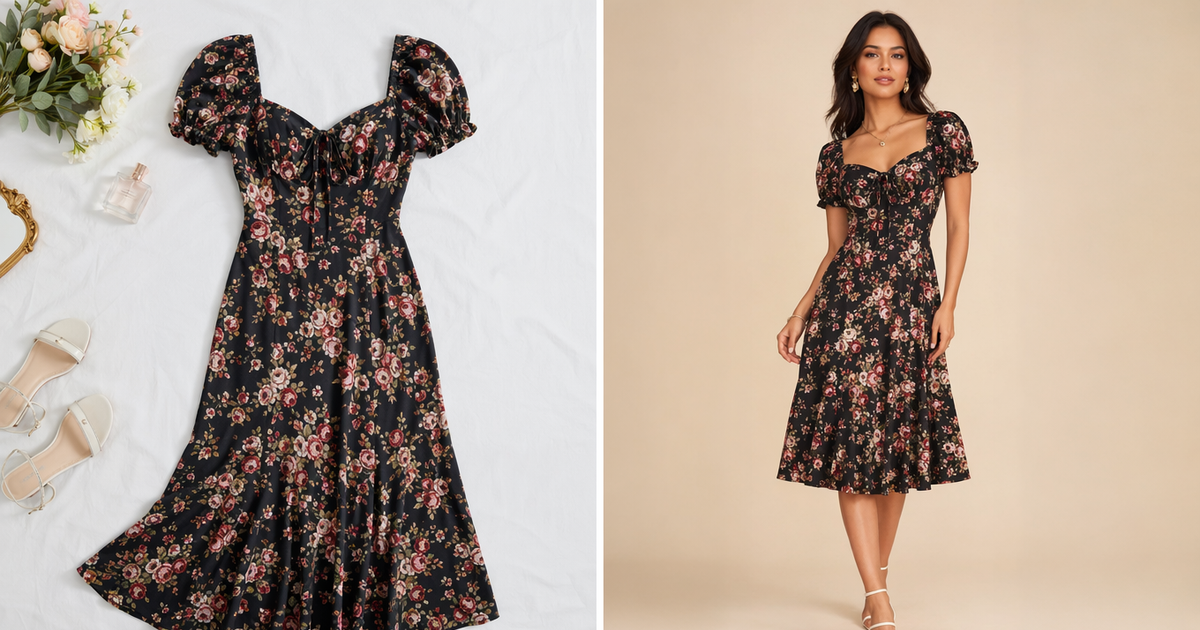 AI fashion model generator comparison – flat lay to on-model photo transformation