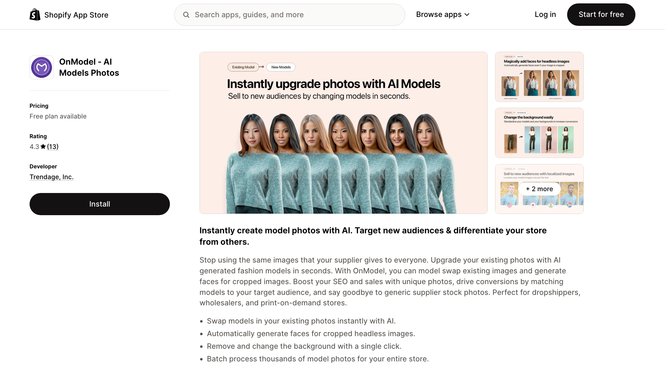 OnModel.ai's pricing (July 2026 — check their site).