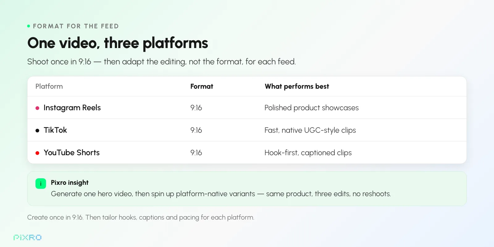 Reels, TikTok & Shorts at a glance